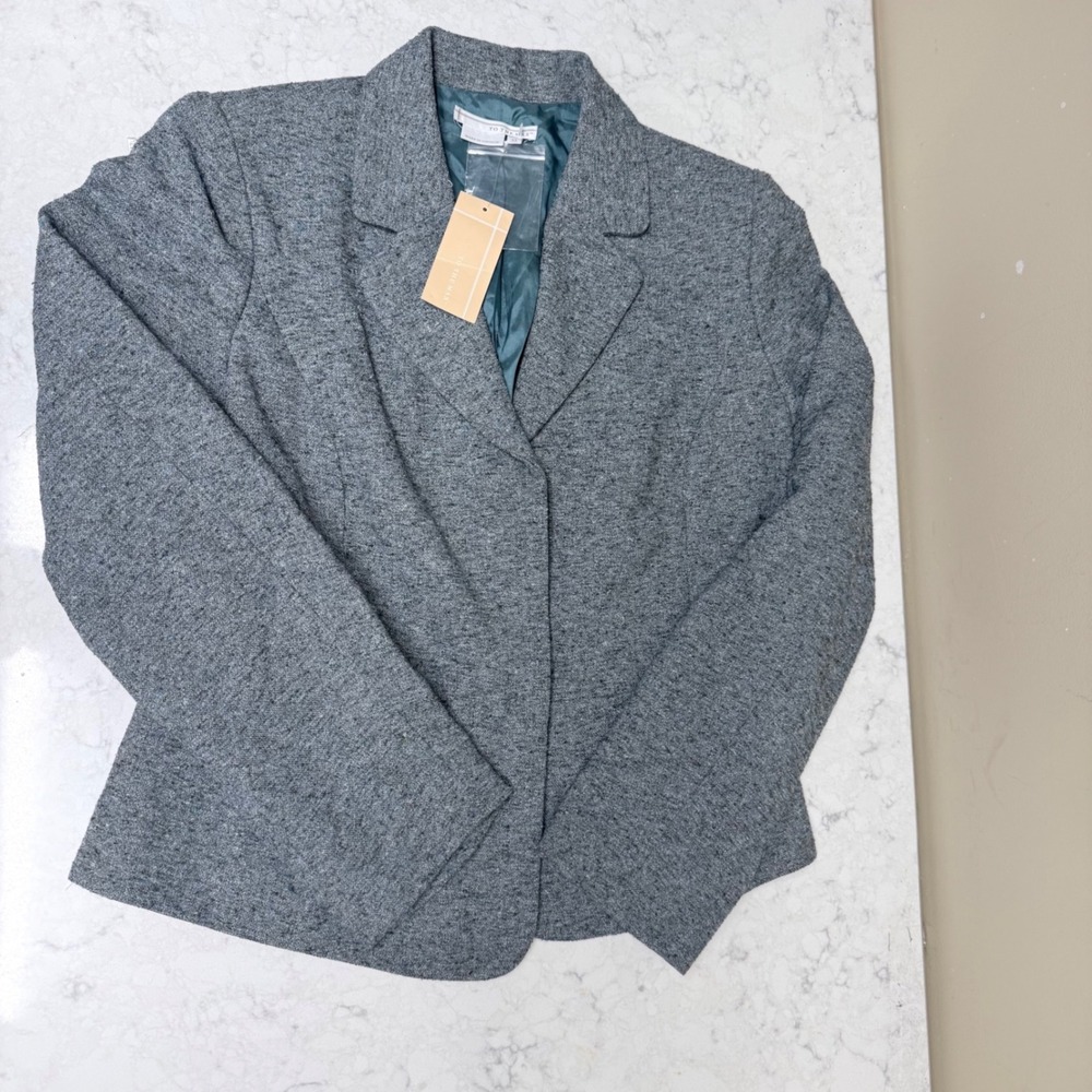 To The Max Lead Gray Textured Tweed Blazer Jacket Size 12 NWT BGR4213